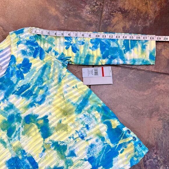 NWT Multiples Missy Seaside Multicolor Layered Floral 3/4 Sleeve Blouse XS - Picture 4 of 12
